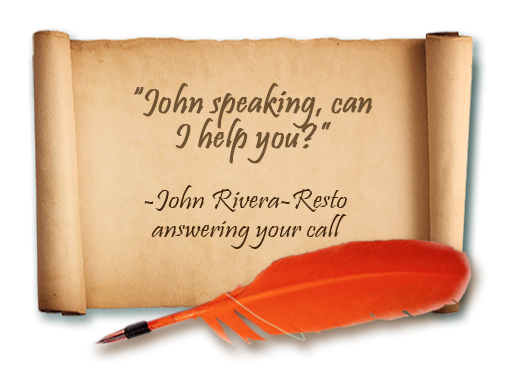 Scroll with phrase: John speaking, can I help you?
