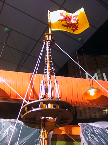 spanish-galleon-reconstruction,-by-john-rivera-resto,-2012,-mast-and-penant-detail