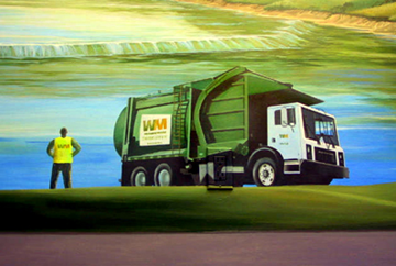 detail of waste management truck.