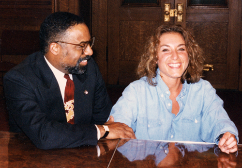 Cleveland mayor Michael White -with Karyl Kniepper- posing for his reference photograph