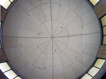 the underside of the dome during construction