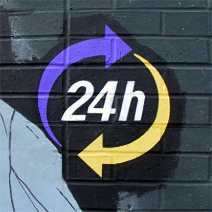 detail of 24-hour sign