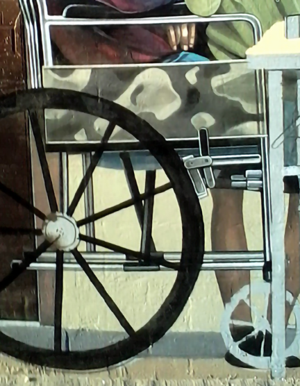 detail of wheelchair painting
