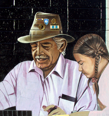 faces of puerto rican veteran and girl in pigtails were completed.