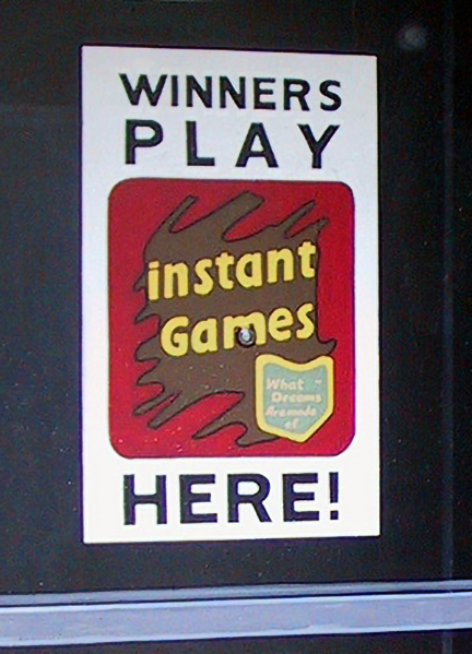 detail of signs on front door