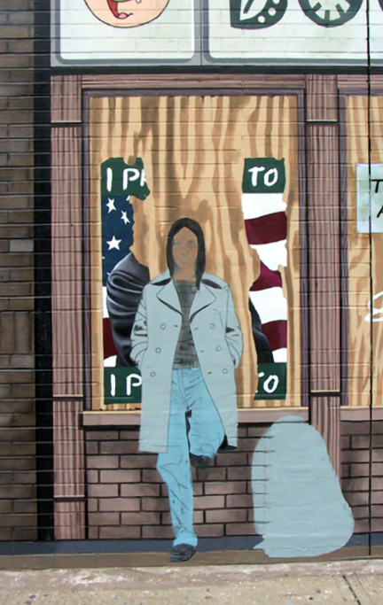 completing torn poster and background details