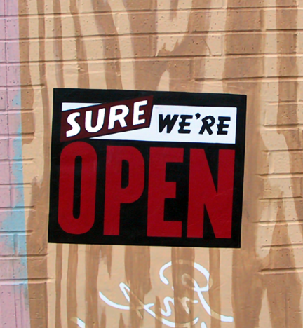 sure we're open sign