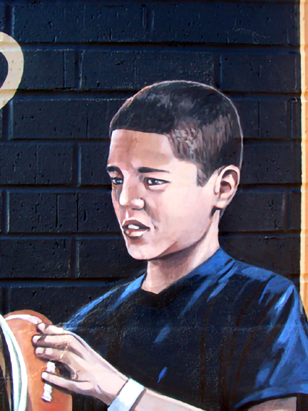 detail of boy with football