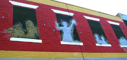 top windows being prepped for painting