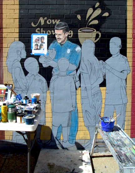 color washing police officer's uniform