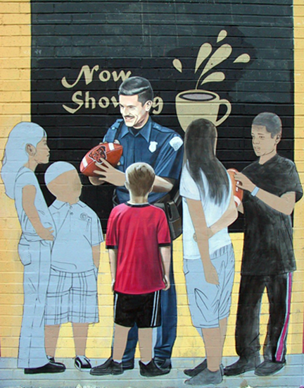 painting figure group on building 6