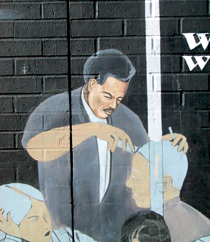 barber painting in progress