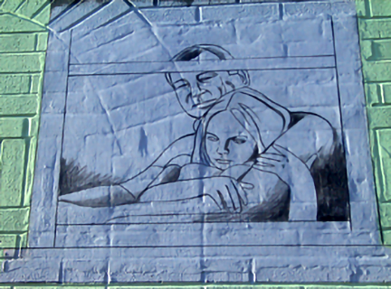 image of father and daughter ready for painting