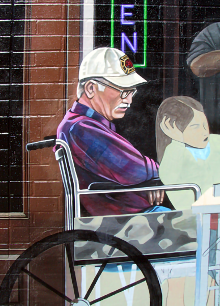 painting the fireman and his wheelchair