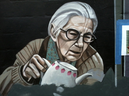 modelling the image of the elderly lady.