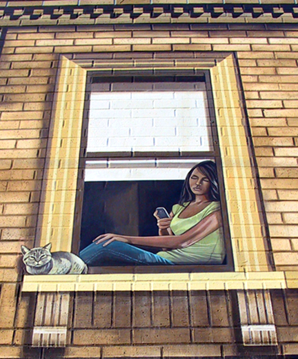 girl with phone figure completed a year later