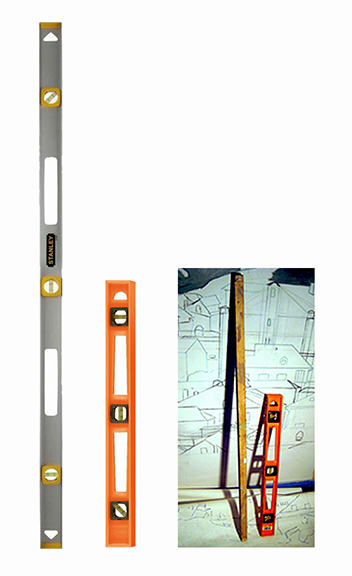spirit levels used as drawing and painting aids