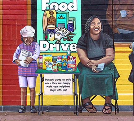 lettering on the food drive sign completed