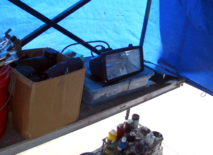 wall view from inside the makeshift shelter