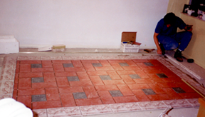 laying the tile floor