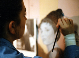 beginning the process of painting subjects in gray tones