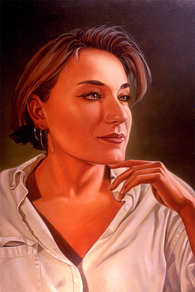 The-Thought,-portrait-of-Karyl-Louise-Kniepper,-painting-by-John-Rivera-Resto--1993