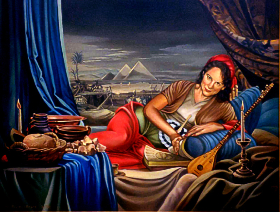 from-Ingres-to-Delacroix,-painting-by-John-Rivera-Resto,-1996