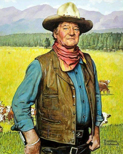 portrait-of-John-Wayne,-by-Norman-Rockwell,-1977